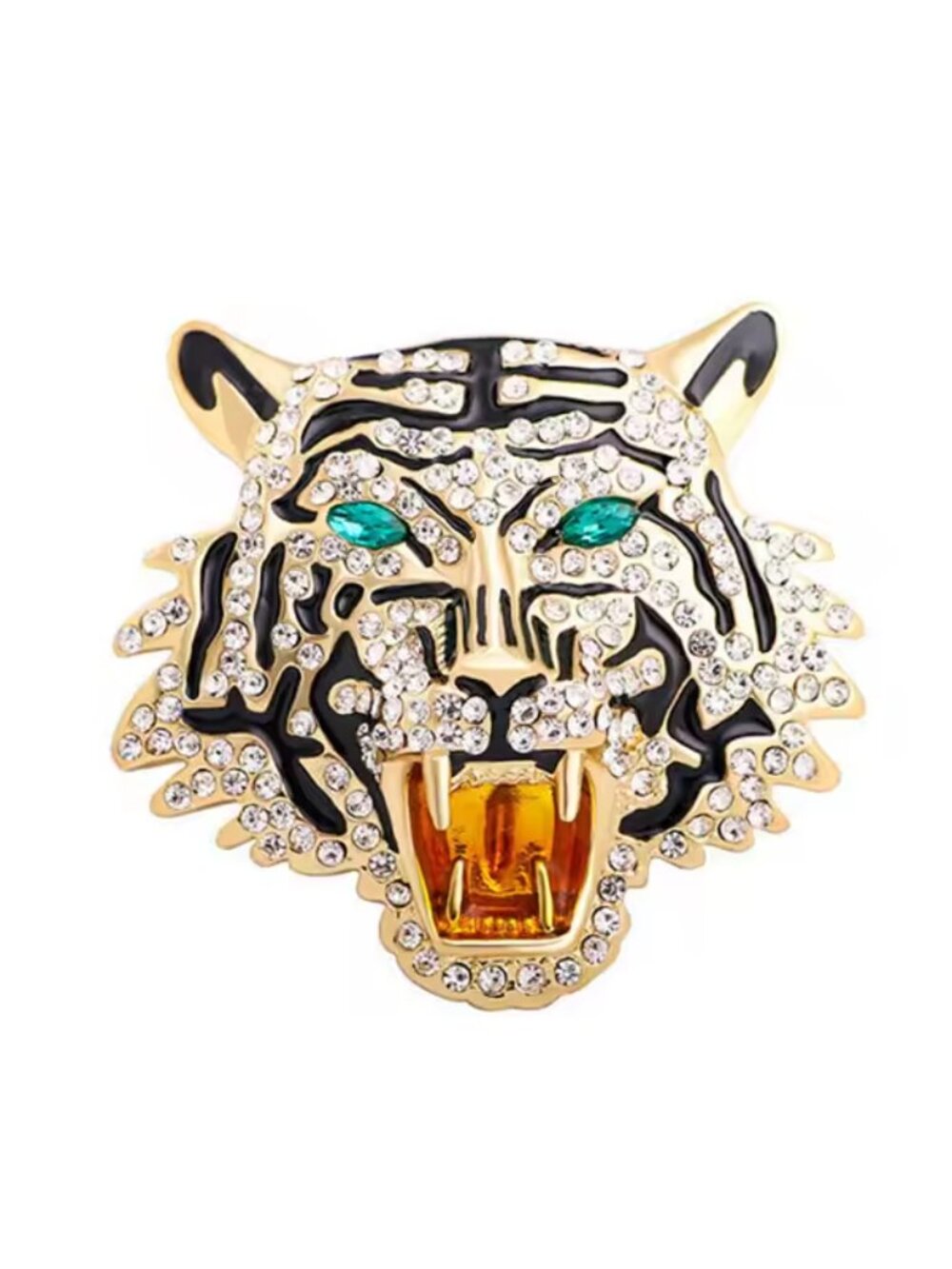 Rhinestone Roaring Tiger Head Brooch Pin Unisex Statement Jewelry New